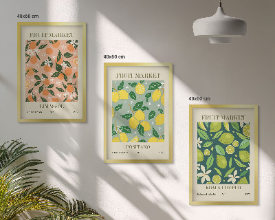 Conjunto de quadros para sala de estar padrões florais cítricos frutados