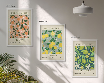 Conjunto de quadros para sala de estar padrões florais cítricos frutados