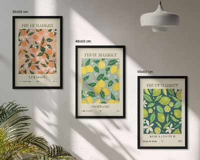 Conjunto de quadros para sala de estar padrões florais cítricos frutados