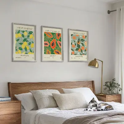 Composição de quadros moderna cartazes de frutas com limões e mamões