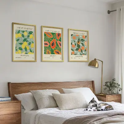 Composição de quadros moderna cartazes de frutas com limões e mamões