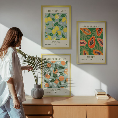 Composição de quadros moderna Cartazes de frutas: limões, mamões