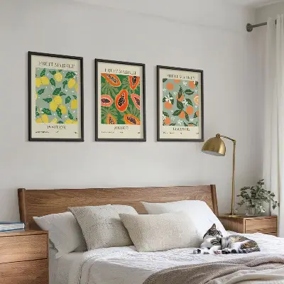 Composição de quadros moderna cartazes de frutas com limões e mamões