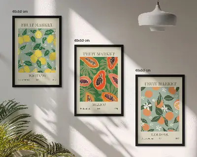 Composição de quadros moderna cartazes de frutas com limões e mamões