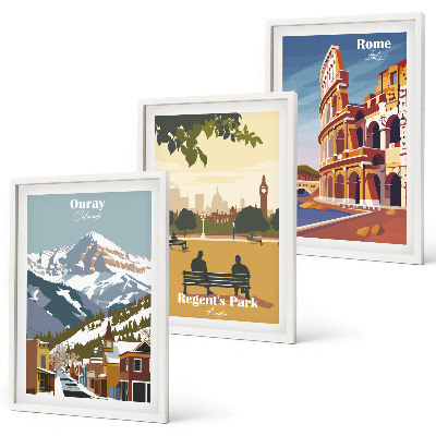 Conjunto de quadros para sala de estar Montanhas Ouray, Coliseu de Londres