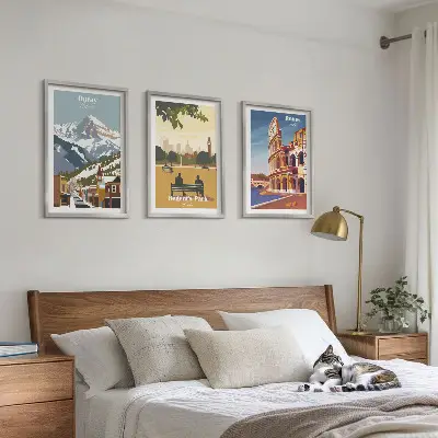 Conjunto de quadros para sala de estar com estampas das Montanhas Ouray e do Coliseu de Londres
