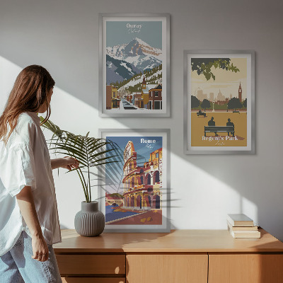 Conjunto de quadros para sala de estar Montanhas Ouray, Coliseu de Londres
