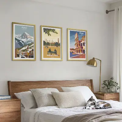 Conjunto de quadros para sala de estar com estampas das Montanhas Ouray e do Coliseu de Londres