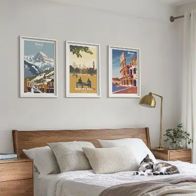 Conjunto de quadros para sala de estar com estampas das Montanhas Ouray e do Coliseu de Londres