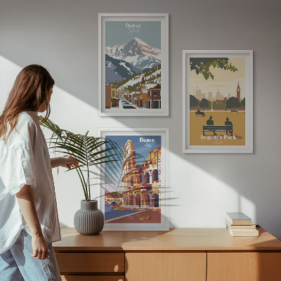 Conjunto de quadros para sala de estar Montanhas Ouray, Coliseu de Londres