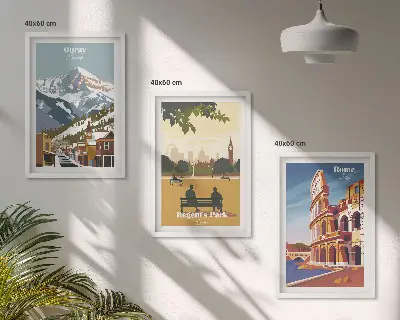 Conjunto de quadros para sala de estar com estampas das Montanhas Ouray e do Coliseu de Londres