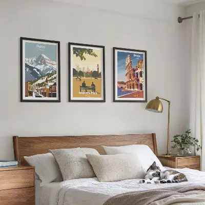 Conjunto de quadros para sala de estar com estampas das Montanhas Ouray e do Coliseu de Londres