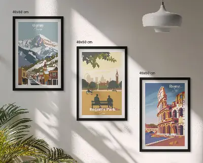 Conjunto de quadros para sala de estar com estampas das Montanhas Ouray e do Coliseu de Londres