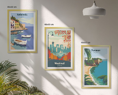 Composição de quadros moderna Paisagens urbanas da Grécia, Canadá e Austrália.