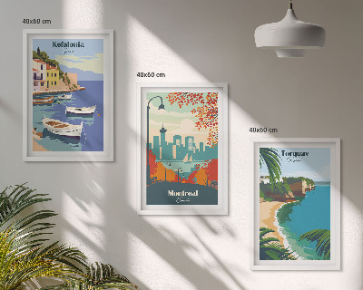 Composição de quadros moderna Paisagens urbanas da Grécia, Canadá e Austrália.