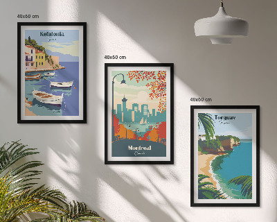 Composição de quadros moderna Paisagens urbanas da Grécia, Canadá e Austrália.
