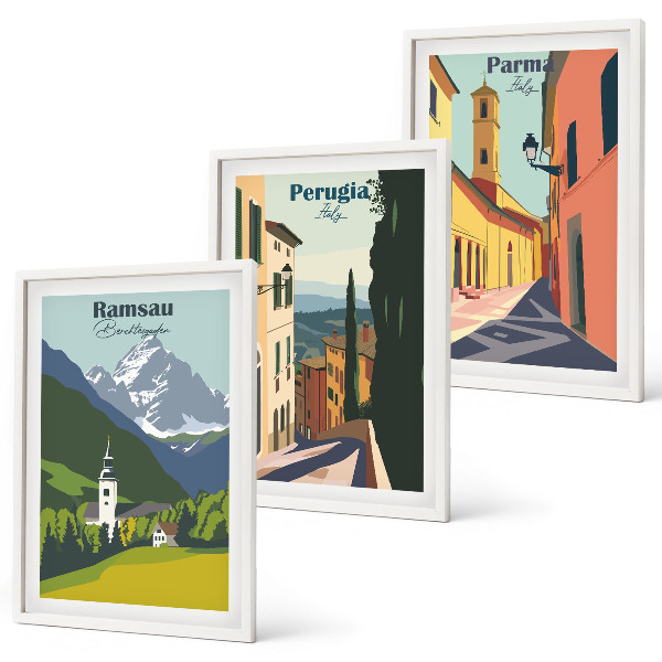 Composição de quadros moderna Paisagens montanhosas e Itália