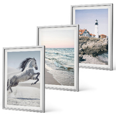 Conjunto de quadros para sala de estar Cavalos praia farol ondas