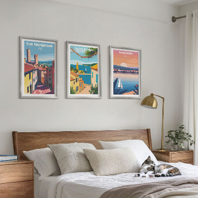 Conjunto de quadros para sala de estar paisagens urbanas italianas