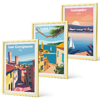 Conjunto de quadros para sala de estar paisagens urbanas italianas