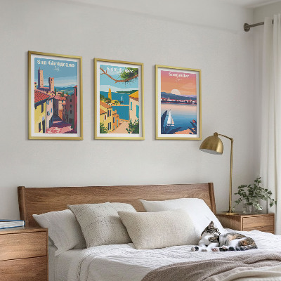 Conjunto de quadros para sala de estar paisagens urbanas italianas