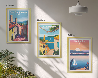 Conjunto de quadros para sala de estar paisagens urbanas italianas