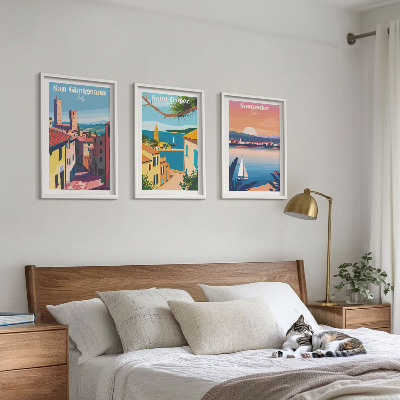 Conjunto de quadros para sala de estar paisagens urbanas italianas