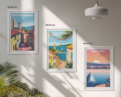 Conjunto de quadros para sala de estar paisagens urbanas italianas
