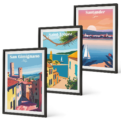 Conjunto de quadros para sala de estar paisagens urbanas italianas