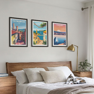 Conjunto de quadros para sala de estar paisagens urbanas italianas
