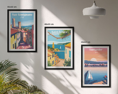Conjunto de quadros para sala de estar paisagens urbanas italianas
