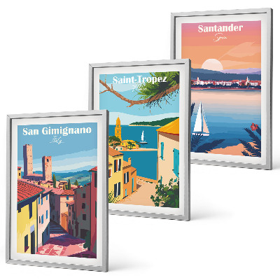 Conjunto de quadros para sala de estar paisagens urbanas italianas