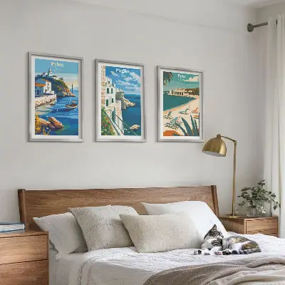 Composição de quadros moderna paisagens costeiras de turismo