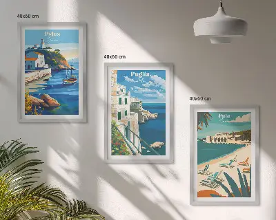 Composição de quadros moderna paisagens costeiras de turismo
