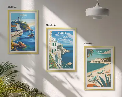 Composição de quadros moderna paisagens costeiras de turismo