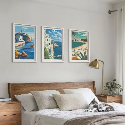 Composição de quadros moderna paisagens costeiras de turismo