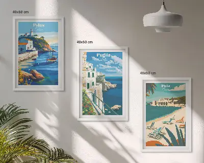 Composição de quadros moderna paisagens costeiras de turismo
