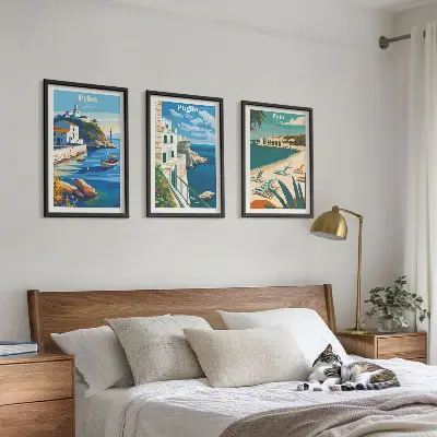 Composição de quadros moderna paisagens costeiras de turismo