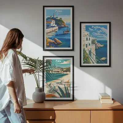 Composição de quadros moderna paisagens costeiras de turismo