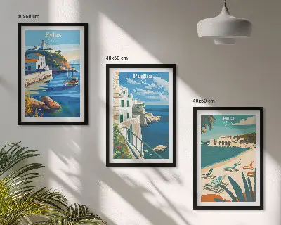 Composição de quadros moderna paisagens costeiras de turismo