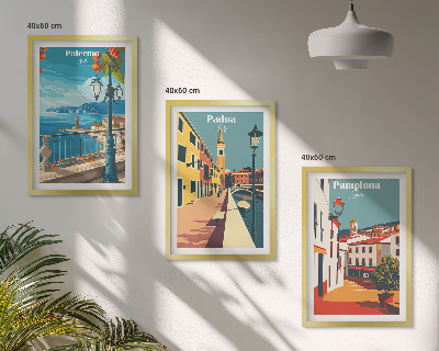Conjunto de quadros para sala de estar Ilustrações retrô de cidades
