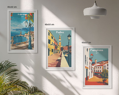 Conjunto de quadros para sala de estar Ilustrações retrô de cidades