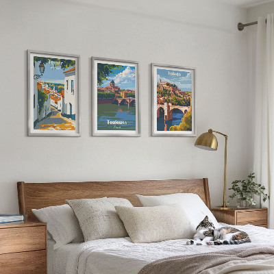 Composição de quadros moderna Gráficos retrô de cidade