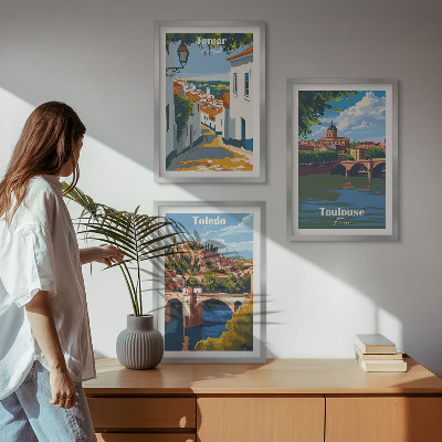 Composição de quadros moderna Gráficos retrô de cidade