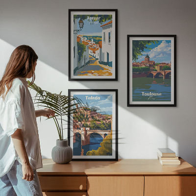 Composição de quadros moderna Gráficos retrô de cidade