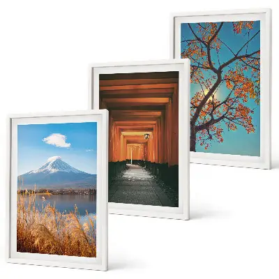 Conjunto de quadros para sala de estar com paisagens naturais japonesas