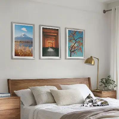 Conjunto de quadros para sala de estar com paisagens naturais japonesas