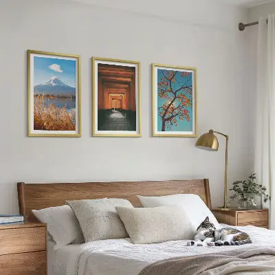 Conjunto de quadros para sala de estar com paisagens naturais japonesas