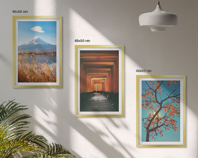 Conjunto de quadros para sala de estar paisagens naturais japonesas