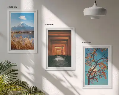 Conjunto de quadros para sala de estar com paisagens naturais japonesas